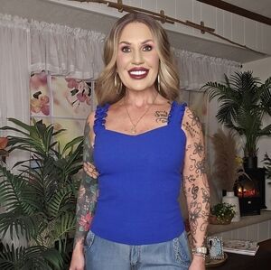 Blue Ribbed Tank Top